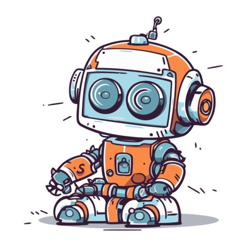 Cartoon robot. Cute hand drawn vector illustration of a robot.