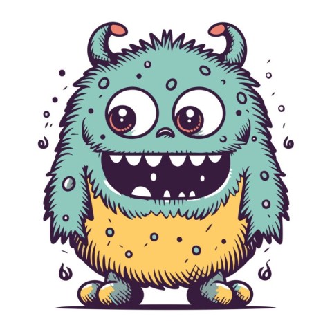 Funny cartoon monster. Vector illustration. Cute monster charact