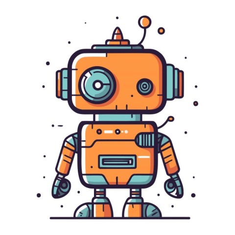 Cute cartoon robot. Vector illustration in doodle style.