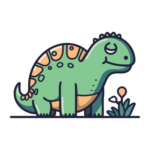 Cute cartoon dinosaur. Vector illustration of dino in flat style