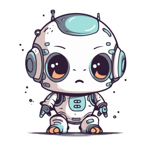 Cute cartoon robot. Vector illustration of a cute little robot.