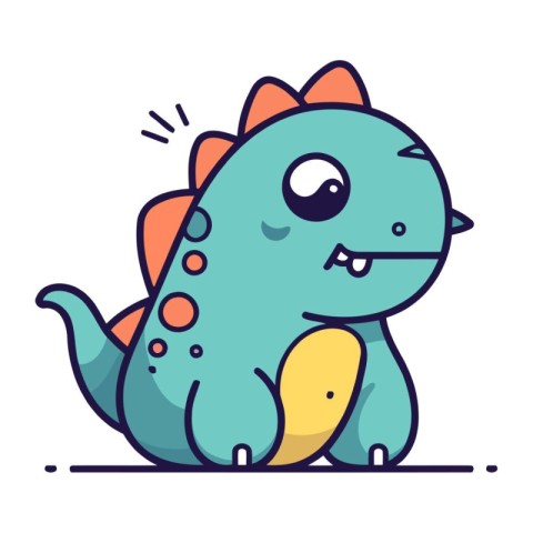 Cute cartoon stegosaurus. Colorful flat vector illustration.