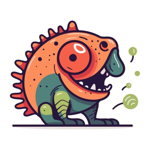 Cute cartoon dinosaur. Vector illustration. Isolated on white ba