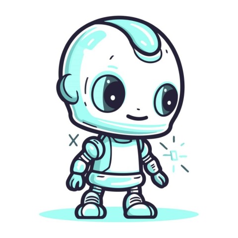 Cute cartoon robot. Vector illustration of a cute little robot.