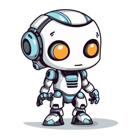 Cute cartoon robot. Vector illustration isolated on a white back