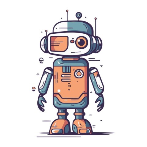 Cute cartoon robot. Vector illustration. Robot in flat style.