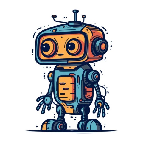 Cartoon robot. Vector illustration of a robot. Cute robot.