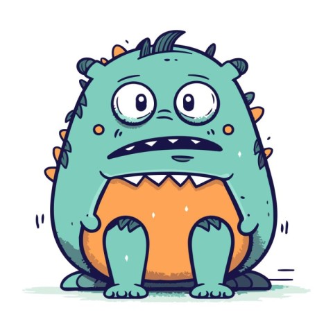 Cute cartoon monster. Vector illustration. Isolated on white bac