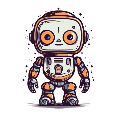 Cute cartoon robot. Vector illustration of a funny robot. Cartoo