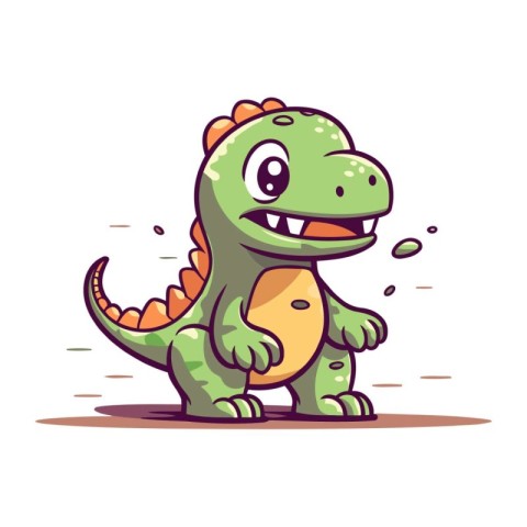 Cute cartoon dinosaur. Vector illustration isolated on a white b