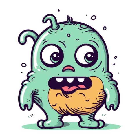 Cartoon monster vector illustration. Cute monster character. Hal