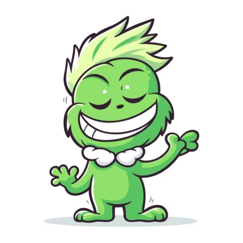 Green monster character vector illustration. Cartoon funny green