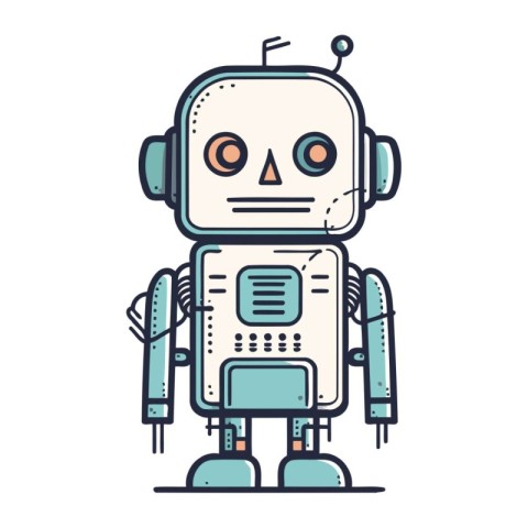 Cute cartoon robot. Vector illustration in doodle style.