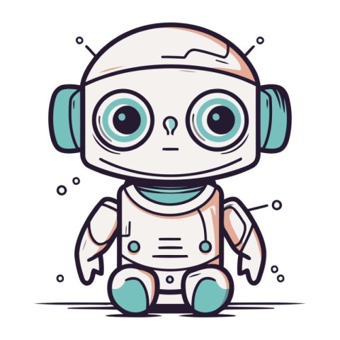 Cute robot cartoon character. Vector illustration. Cute little r