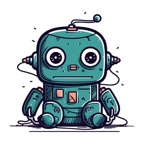 Cute cartoon robot. Vector illustration of a cute robot. Cartoon