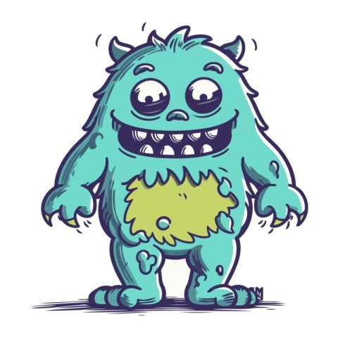 Funny cartoon monster. Vector illustration of a monster with big