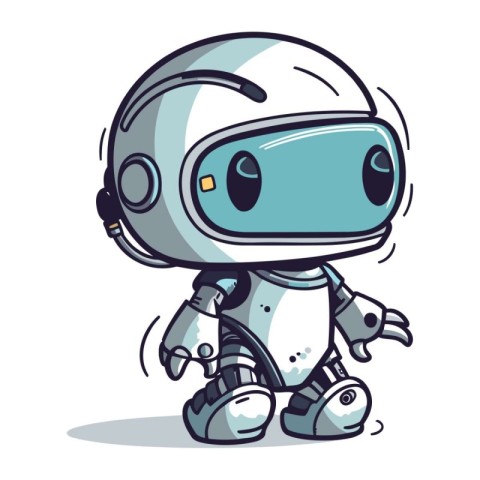 Cartoon robot isolated on white background. Cute vector illustra