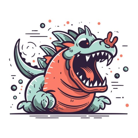 Funny cartoon dragon. Vector illustration. Isolated on white bac