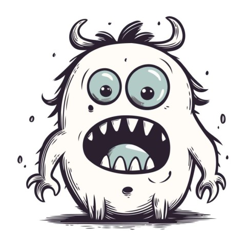 Angry cartoon monster. Vector illustration isolated on a white b