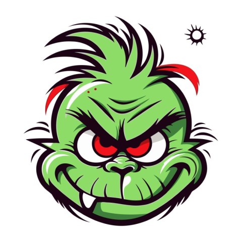 Angry cartoon monster face. Vector illustration for t shirt prin