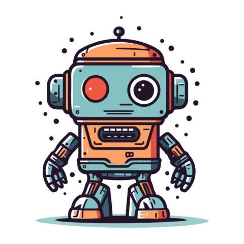 Cute cartoon robot. Vector illustration of a funny robot charact