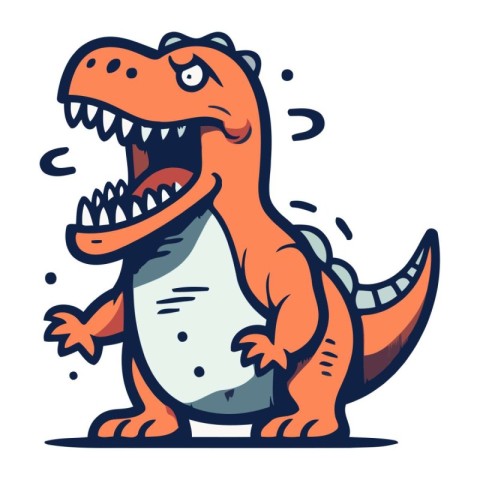 Funny cartoon dinosaur. Vector illustration isolated on a white