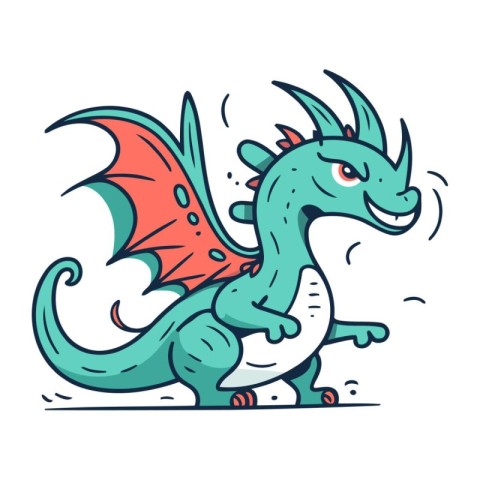 Funny dragon. Vector illustration. Isolated on white background.