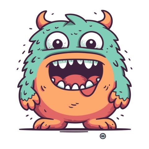 Funny cartoon monster. Vector illustration. Isolated on white ba