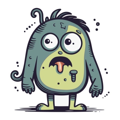 Funny cartoon monster with emotions. Vector illustration isolate