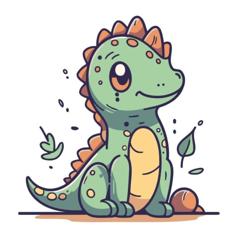 Cute cartoon dinosaur. Vector illustration in doodle style.