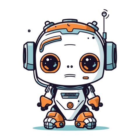 Cute cartoon robot. Vector illustration isolated on a white back