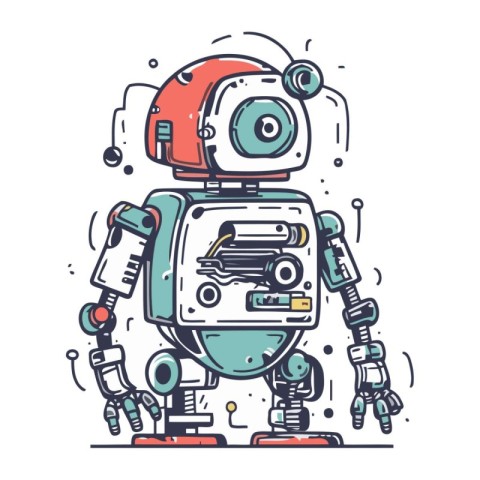 Vector illustration of cute robot. Cute cartoon robot. Vector ro