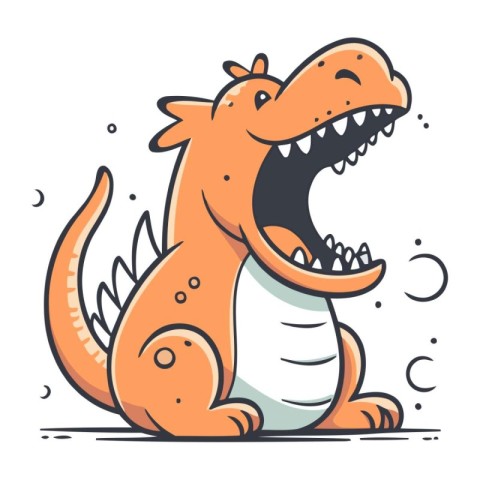 Cute cartoon dinosaur. Vector illustration. Cute prehistoric ani