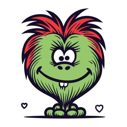 Cartoon monster with heart. Vector illustration of a monster mas