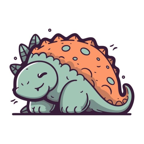 Cute cartoon stegosaurus dinosaur. Vector illustration isolated