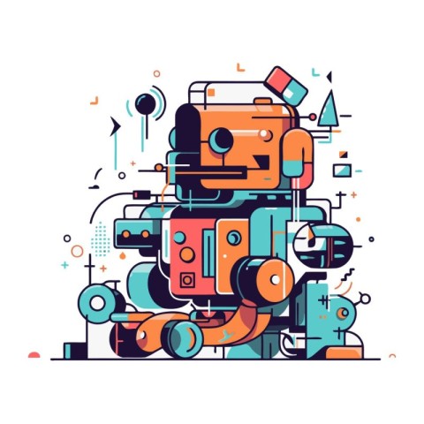 Vector illustration of a robot. Artificial intelligence concept