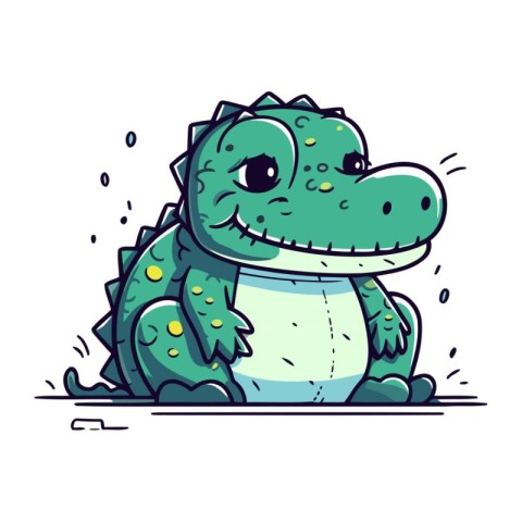 Cute cartoon crocodile. Vector illustration isolated on white ba