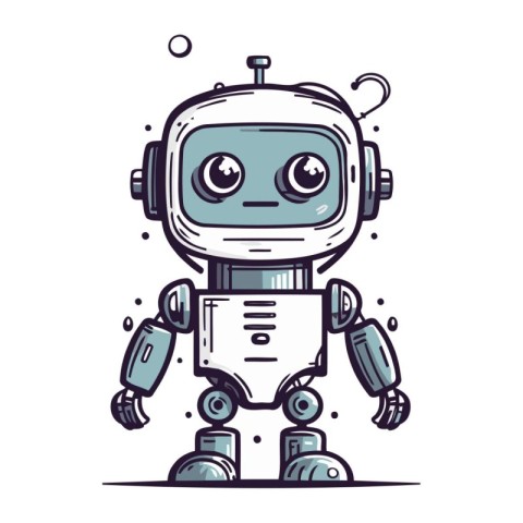 Cute cartoon robot. Vector illustration of a funny robot with ey