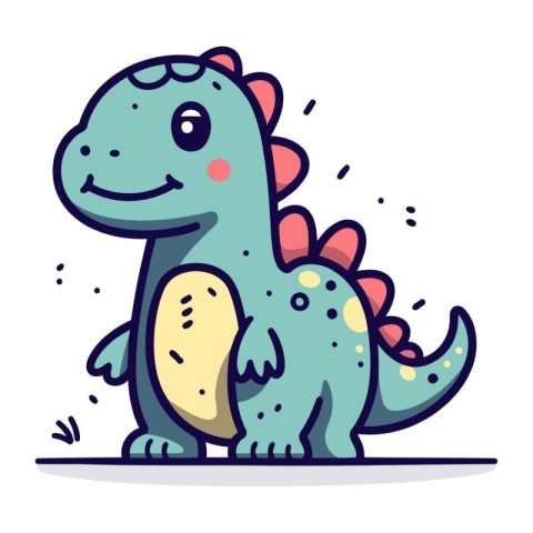 Cute dinosaur cartoon character. Vector illustration in doodle s