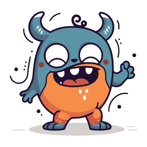 Funny cartoon monster. Vector illustration. Cute monster charact