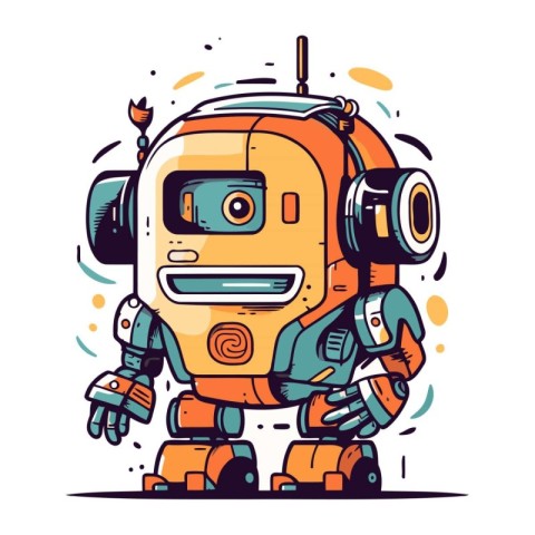 Vector illustration of a cute robot. Isolated on white backgroun