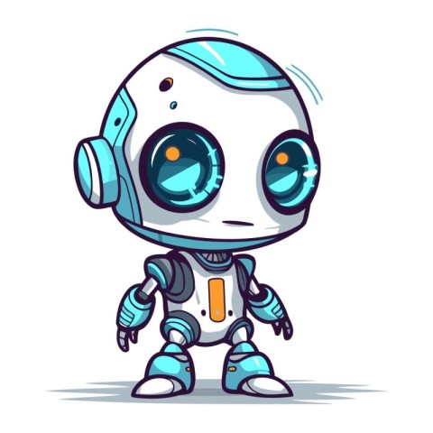 Cute cartoon robot. Vector illustration isolated on a white back