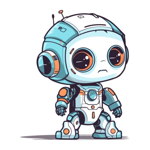 Cute cartoon robot. Vector illustration isolated on a white back