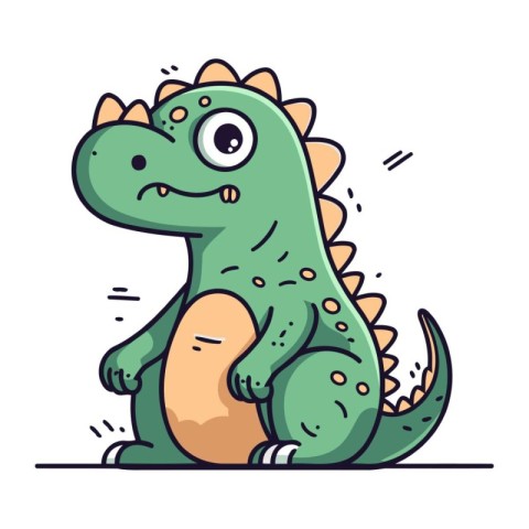 Cute cartoon dinosaur. Vector illustration isolated on a white b