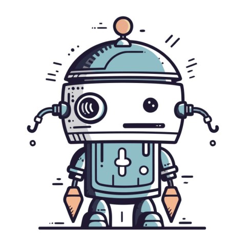 Cute cartoon robot. Vector illustration isolated on a white back