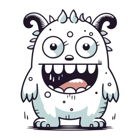 Funny cartoon monster. Vector illustration isolated on a white b