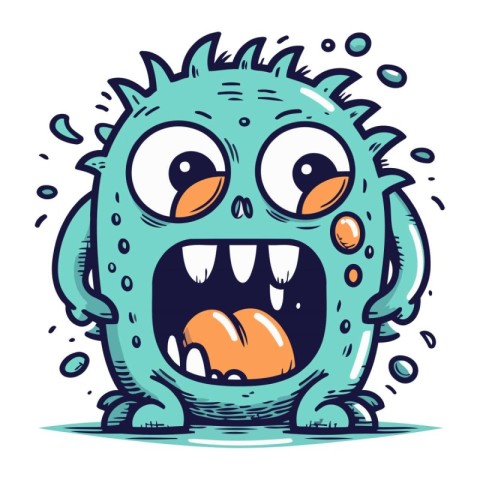 Funny cartoon monster. Vector illustration of a monster with emo