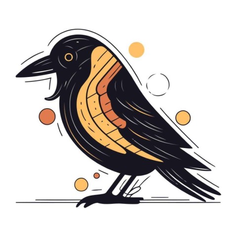 Crow on a white background. Vector illustration in a flat style.