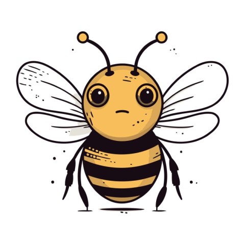 funny cartoon bee isolated on a white background. vector illustr