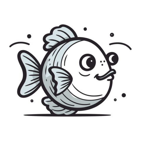 Cute cartoon fish. Vector illustration isolated on a white backg